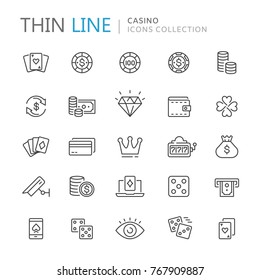 Collection of casino thin line icons