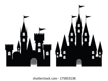 Collection of castle isolated on white, vector illustration