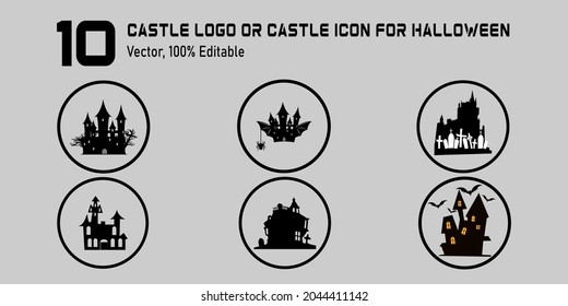collection castle logo or castle icon for for halloween, Halloween icon set,symbol and vector,Can be used for web, print and mobile