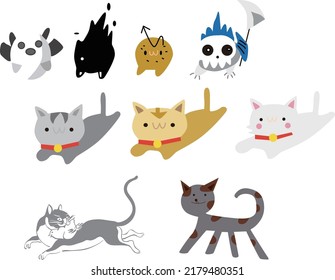 eine Kollektion von Katzenfiguren mit Geschichten