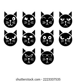 collection of cat emoticon vector