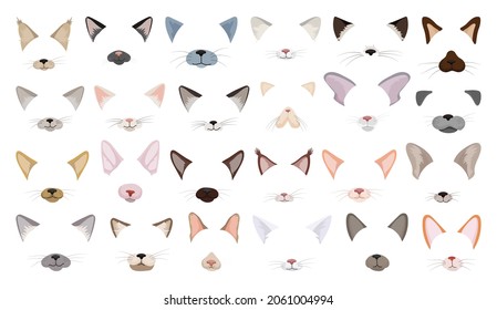 Collection of cat masks. Muzzles of purebred cats for web applications.