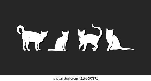 collection of cat silhouettes, animal lover logo design