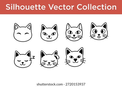 Coleção de silhuetas de gato isoladas sobre fundo branco
