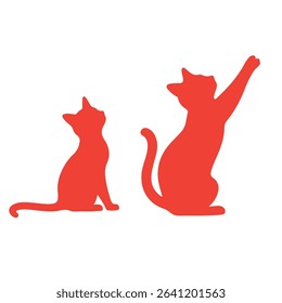 Collection of cat silhouettes in various poses isolated on background