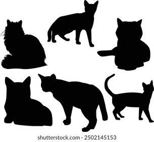 collection of cat silhouettes, vector design