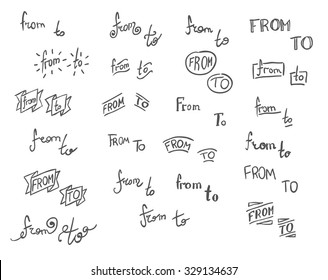 Collection of catchwords from and to. Vector eps10.
