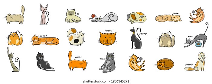 Collection Cats Character Your Design Vector Stock Vector (Royalty Free ...