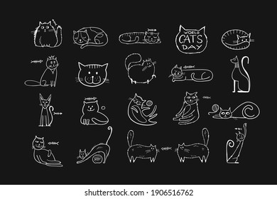 Collection of cats character for your design. Vector illustration