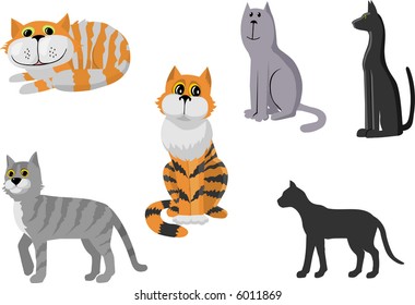 Collection of cats for design. Vector AI 8