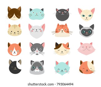 Coleção de ilustrações gatos, ícones, avatares