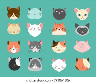 Collection of cats illustrations, icons, avatars