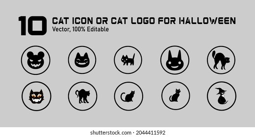 collection cats logo or cats icon for for halloween, Halloween icon set,symbol and vector,Can be used for web, print and mobile