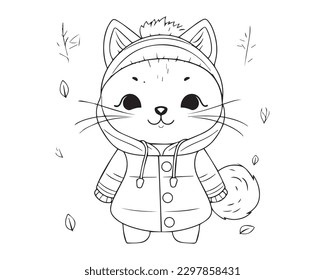 A collection of cats and moon drawings. Silhouette coloring pages cat line art vector.