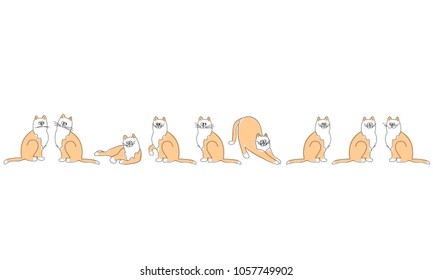 Collection of cats. Orange cats in different poses and different trumps emotion. Vector illustration on white background.