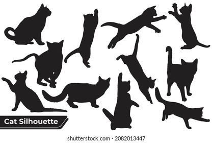 Colección de gatos Silhouette en diferentes posiciones