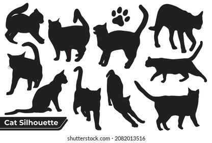 Collection of cats Silhouette in different positions