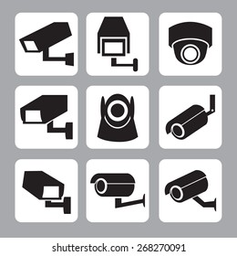 Collection of CCTV and security camera vector icon ,illustration