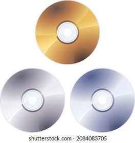 Collection of CD, DVD and Blue ray discs on a white background