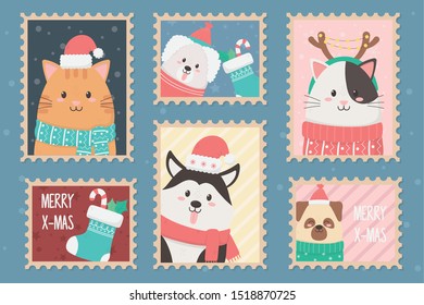 collection celebration happy christmas stamps