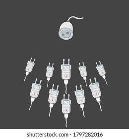 colección de cargadores de celulares de varios tamaños con fondo gris
