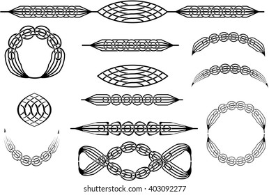 Collection of celtic knot abstract ornaments or brushes.