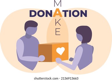 Collection center card. People donating.