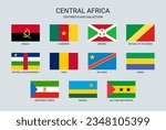 Collection of Central Africa countries flags.
