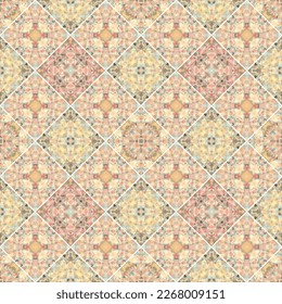 Colección de baldosas de cerámica en colores retro. Un conjunto de patrones cuadrados de estilo étnico. Patrón ininterrumpido del boho étnico. Ornamento tradicional. Motivo popular. Relación textil.