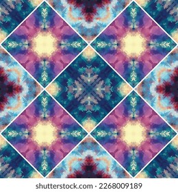 Eine Kollektion Keramikfliesen in Retrofarben. Eine Reihe von quadratischen Mustern im ethnischen Stil. Ethnische Boho nahtlose Muster. Traditionelle Ornamente. Folkloremotiv. Textilrapport.