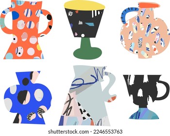 Collection of ceramics. Hand drawn patterns