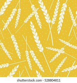 Collection of cereals, seamless pattern vector. Hand drawn icons set. White and orange background with sketch objects. Colorful illustration with plants. Decorative wallpaper, good for printing