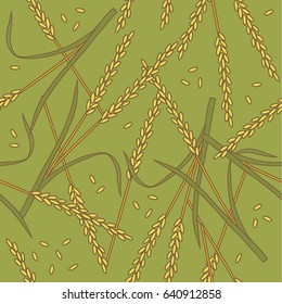 Collection of cereals, seamless pattern vector. Hand drawn background. Colorful illustration with plants. Decorative wallpaper, good for printing