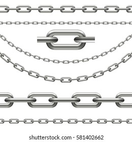 collection of chains curved, seamless and chain link