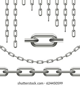 collection of chains curved, seamless and chain link