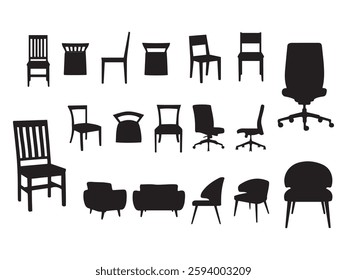 Collection of chair silhouette templates