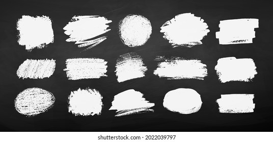 Collection of chalked grunge vector hand drawn banners isolated on chalkboard background.