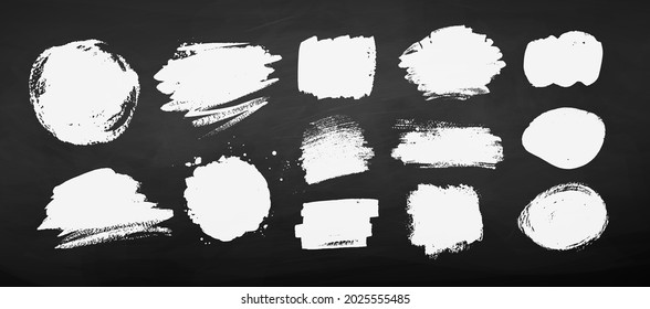 Collection of chalked grunge vector hand drawn banners isolated on chalkboard background.
