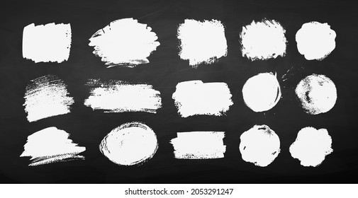 Collection of chalked grunge vector hand drawn banners isolated on chalkboard background.