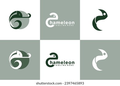 collection of chameleon logo design with modern concept