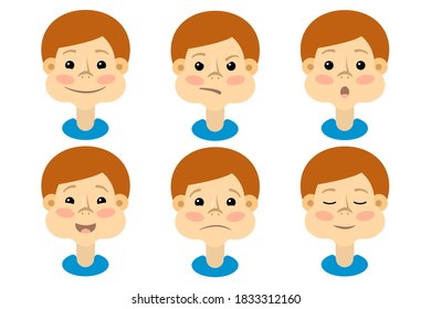collection of character boy emotions in vector