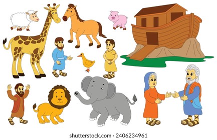 a collection of characters from the story of Noah