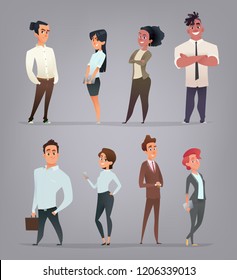 Collection of charming young businessmen and managers. Flat modern cartoon style