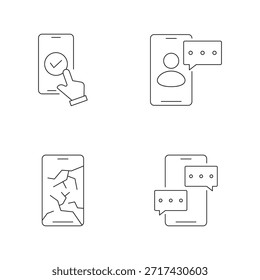 Collection of chat and broken screen line icons
