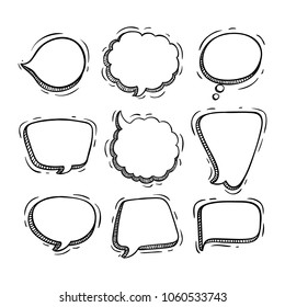 collection of chat bubbles with doodle or sketch style
