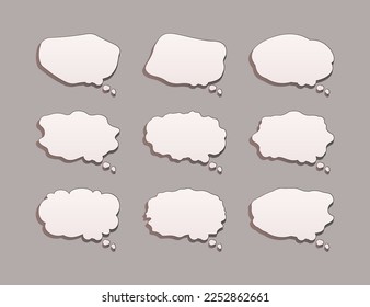 Collection of Chat Bubbles In The Shape Of A Cloud. Vector Illustrations