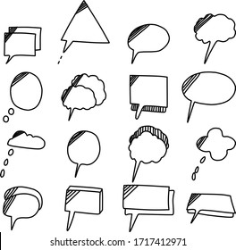 Colección de iconos de chat adecuados para cualquier conversación y contenido de negocios con dibujos animados o estilo de garabatos