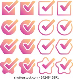 Collection of check mark (checkbox) buttons in two variants