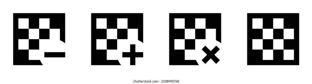 Collection of checkerboard icons. Black flat icon set isolated on white Background