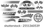 Collection of checkered flag vehicle stickers, logo and insignias for Vynil Stickers of various shape